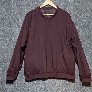 Forresters Mens XL‎ Reversible V Neck Pullover Golf Windbreaker Burgundy Plaid